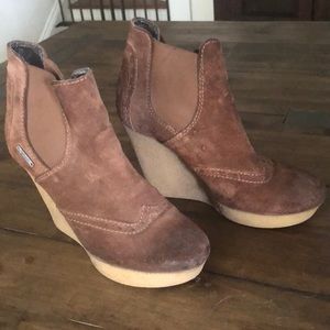 Diesel brown suede platform wedge bootie- sz 37